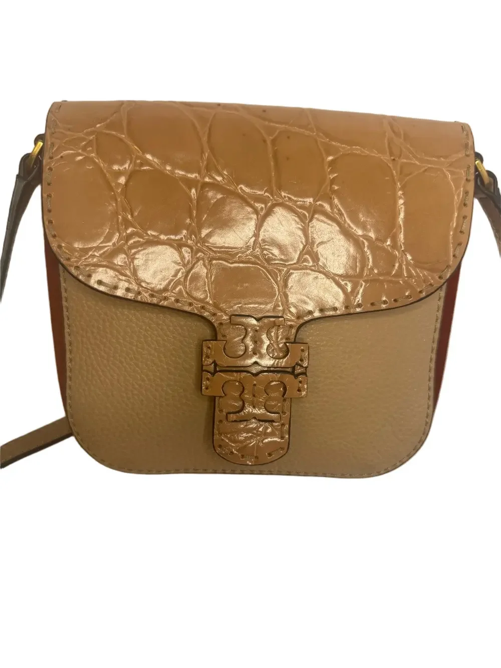 #311 Tory Burch McGraw Embossed Leather & Suede Crossbody Bag